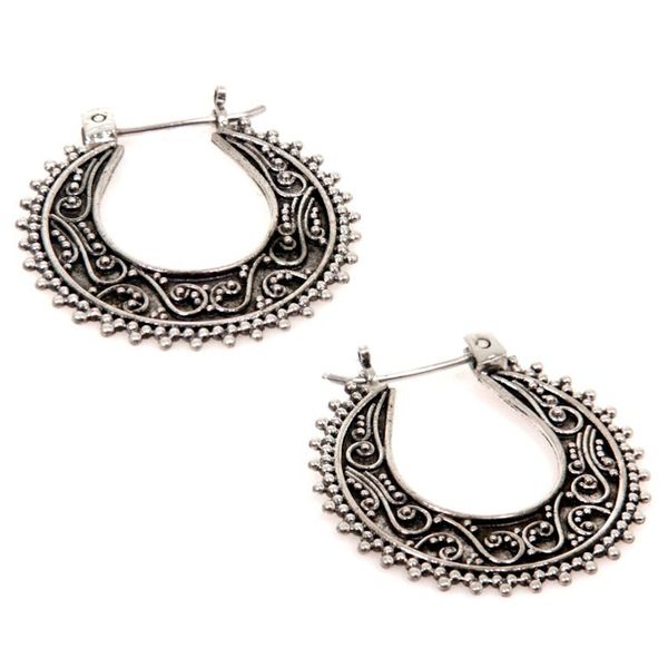 Alternate image for Artisan Crafted Sterling Silver Hoop Earrings Kuta Moon