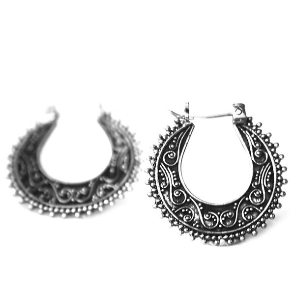 Alternate image for Artisan Crafted Sterling Silver Hoop Earrings Kuta Moon