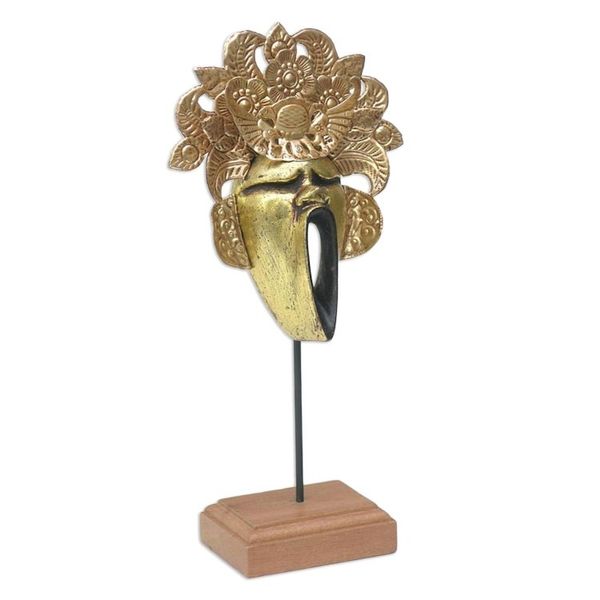 Alternate image for Cultural Copper and Wood Mask from Indonesia Yawning King