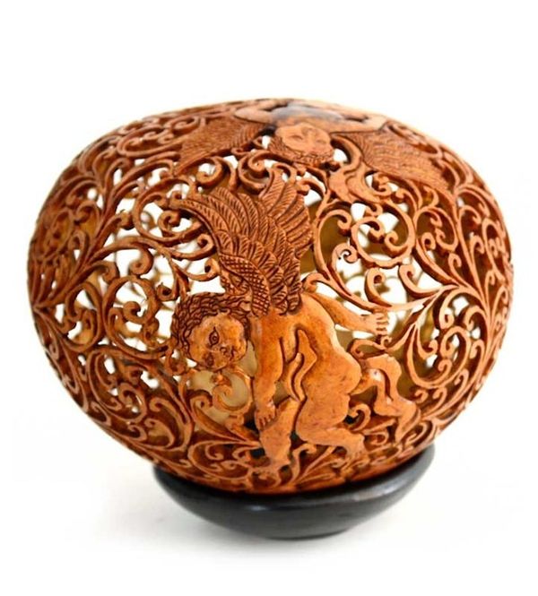 Alternate image for Hand Made Romantic Coconut Shell Sculpture Cupids Arrow