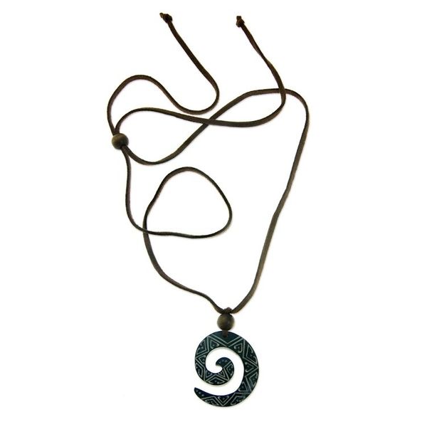 Alternate image for Cow Bone and Wood Pendant Necklace Spiraling Star