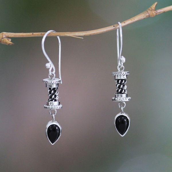 Alternate image for Sterling Silver Onyx Drop Earrings Temptation