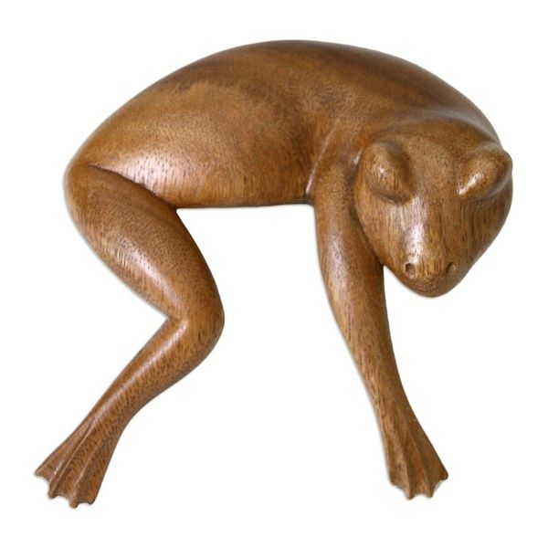 Alternate image for Wood sculpture Sleeping Frog