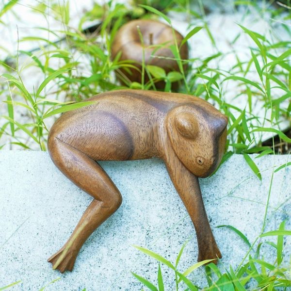 Alternate image for Wood sculpture Sleeping Frog