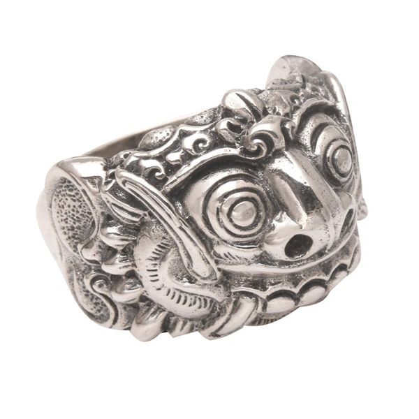 Alternate image for Mens Artisan Crafted Sterling Silver Band Ring Rangda