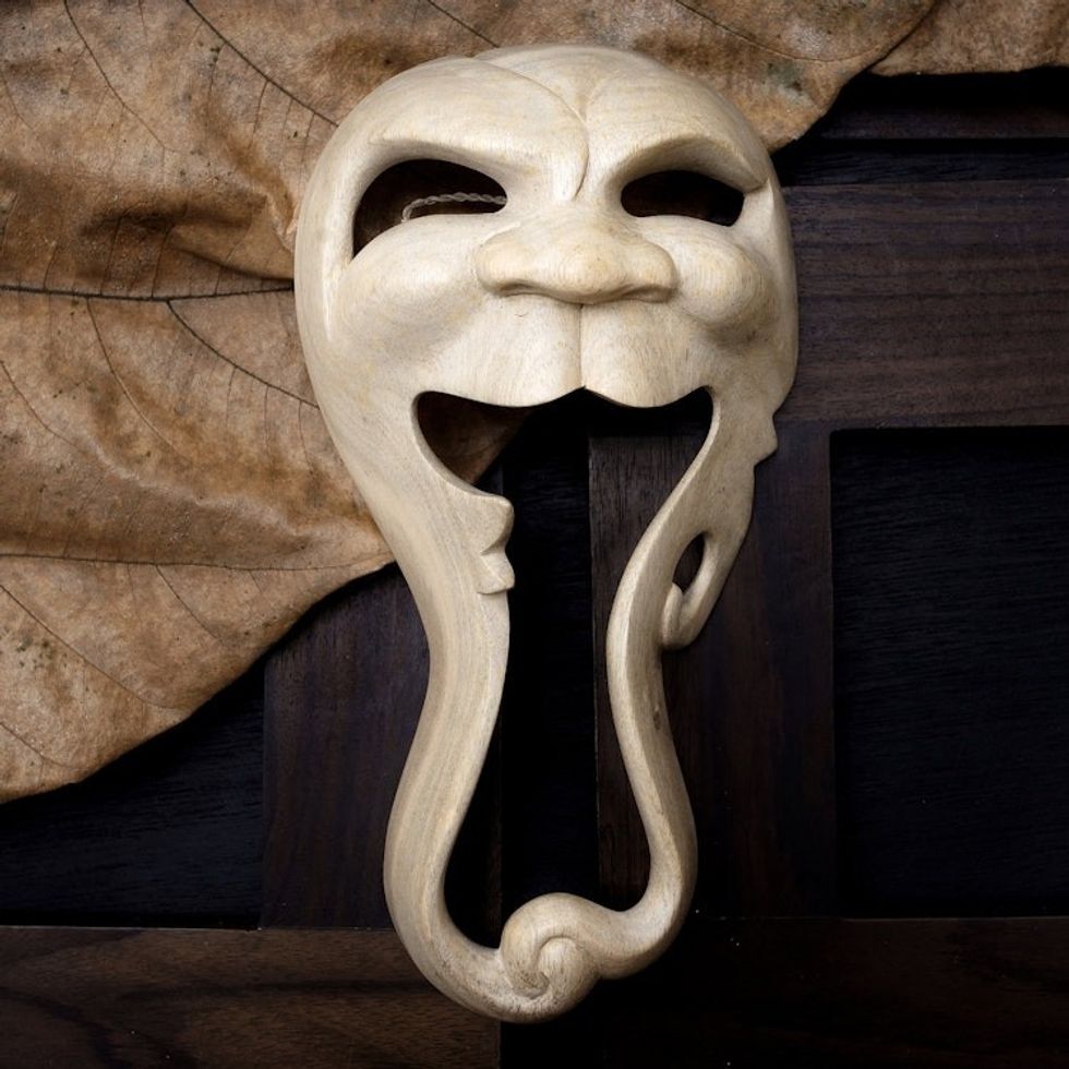 Hand Crafted Modern Wood Mask 'Surreal Hunter'