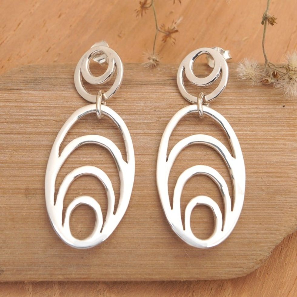 Sterling silver dangle earrings 'Expansion'