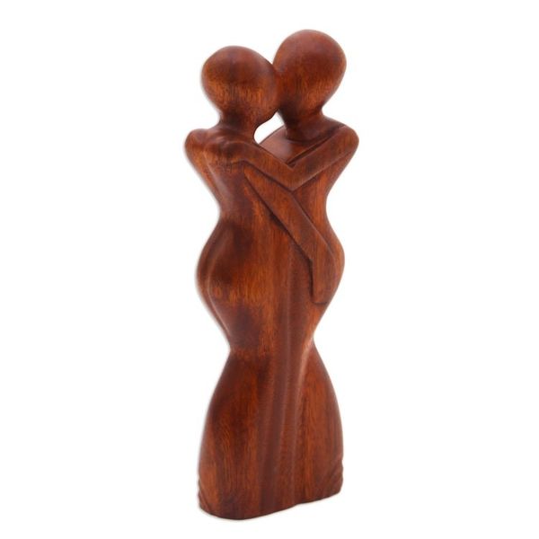 Alternate image for Original Wood Sculpture Hand Carved in Indonesia Anniversary Embrace