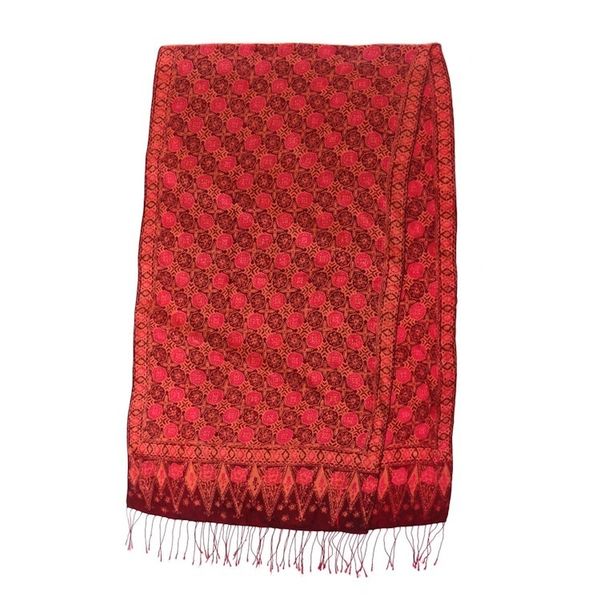 Alternate image for Hand Made Indonesian Silk Shawl Scarlet Lily