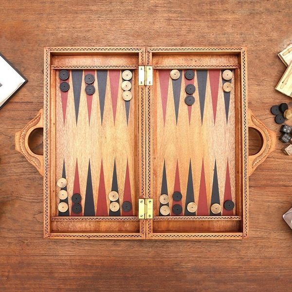 Alternate image for Folding Hand Carved Backgammon Set Inner Secrets