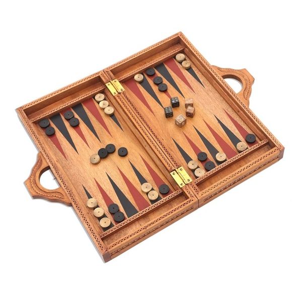 Alternate image for Folding Hand Carved Backgammon Set Inner Secrets