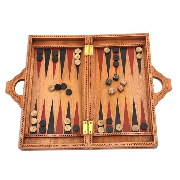 Alternate image for Folding Hand Carved Backgammon Set Inner Secrets