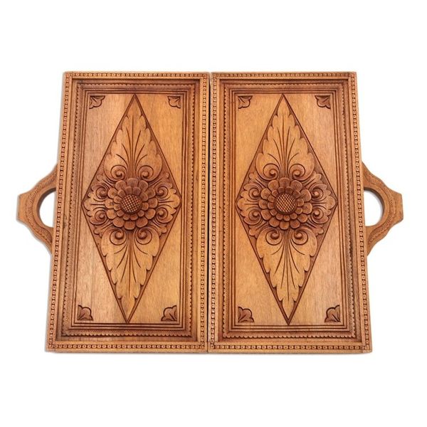 Alternate image for Folding Hand Carved Backgammon Set Inner Secrets