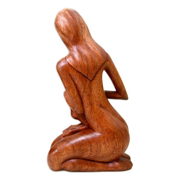 Alternate image for Hand Carved Suar Wood Sculpture Mother and Her Child