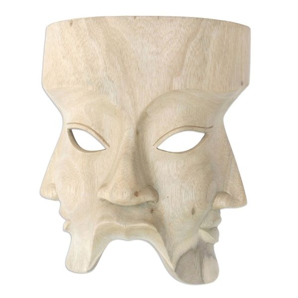 Alternate image for Religious Hibiscus Wood Mask Hindu Divine Trinity