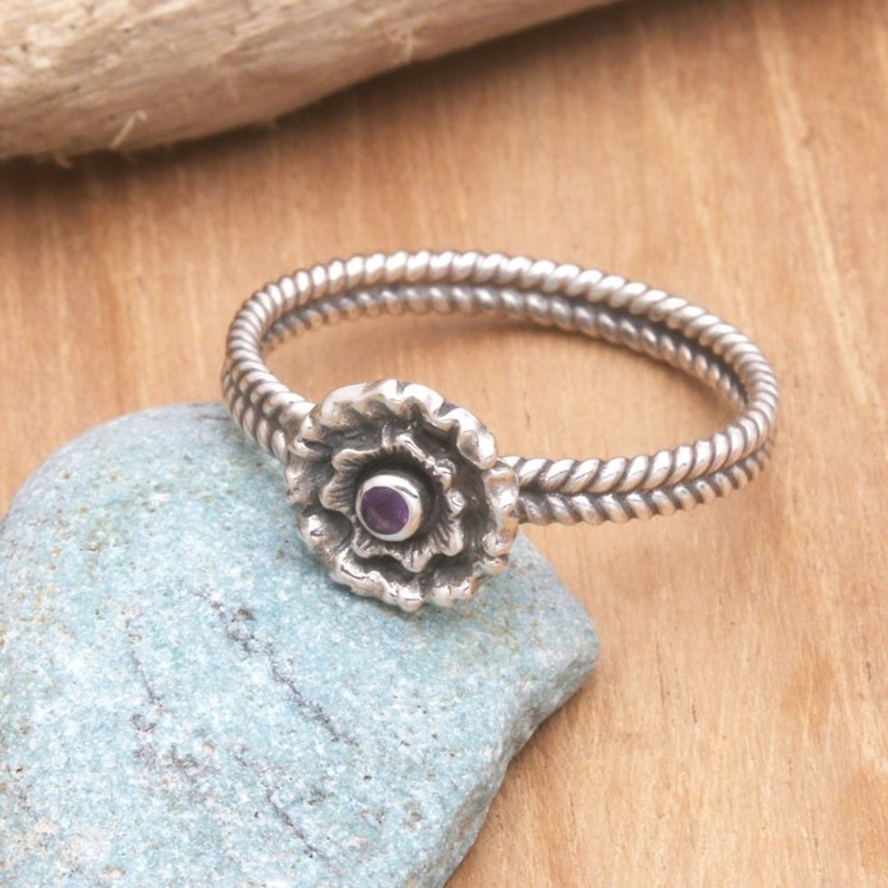 Handcrafted Sterling Silver and Amethyst Ring 'February Violet'