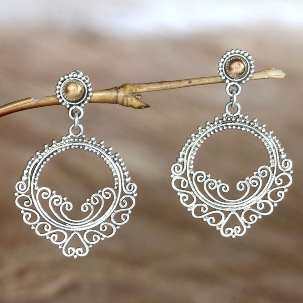 Gold accent dangle earrings 'Golden Sunset'