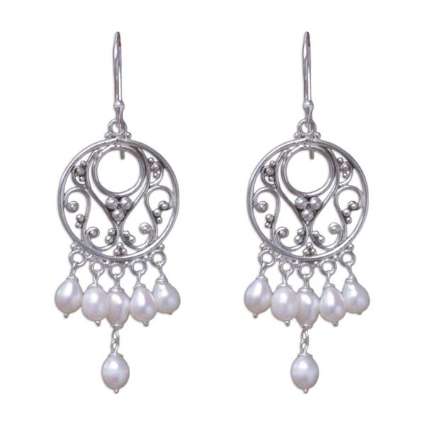 Alternate image for Pearl Sterling Silver Chandelier Earrings Moonbeams