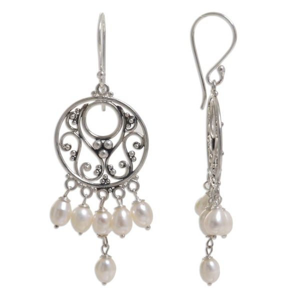 Alternate image for Pearl Sterling Silver Chandelier Earrings Moonbeams