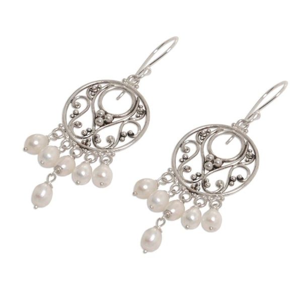 Alternate image for Pearl Sterling Silver Chandelier Earrings Moonbeams
