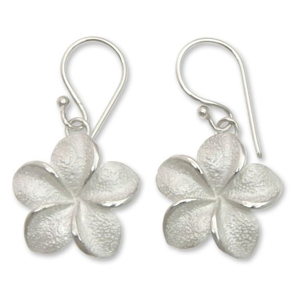 Alternate image for Floral Sterling Silver Dangle Earrings Frangipani