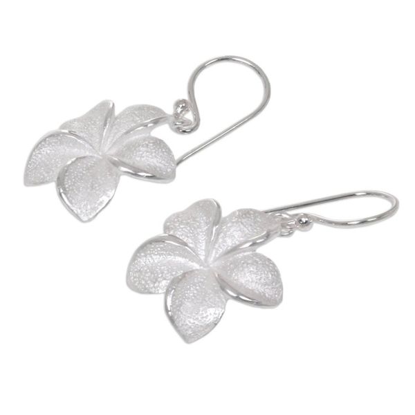 Alternate image for Floral Sterling Silver Dangle Earrings Frangipani