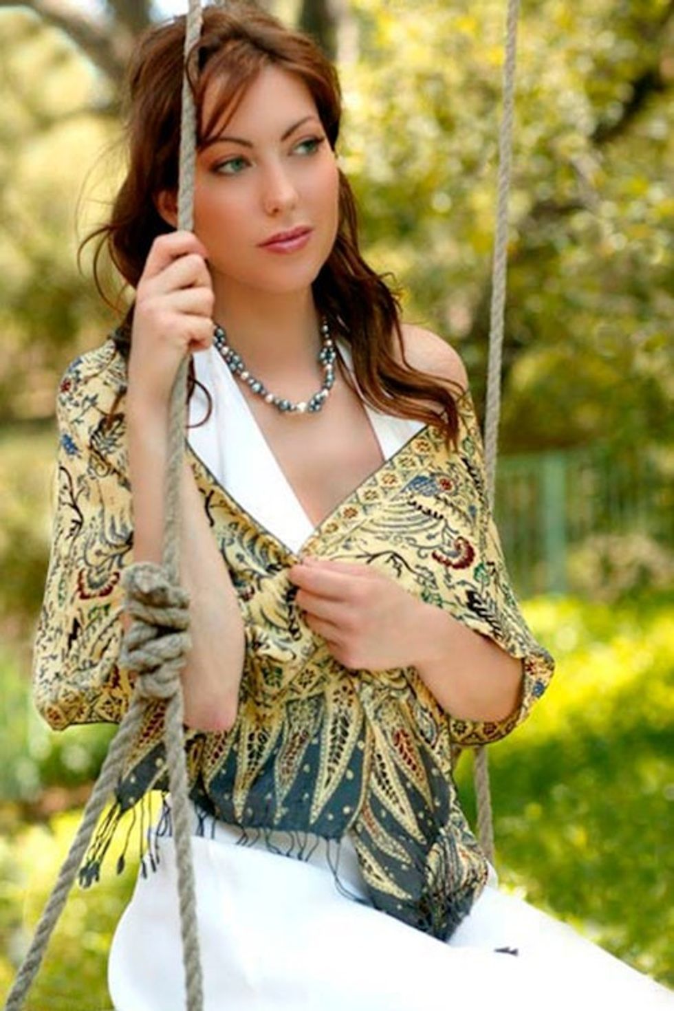 Silk batik scarf 'Royal Peacock'