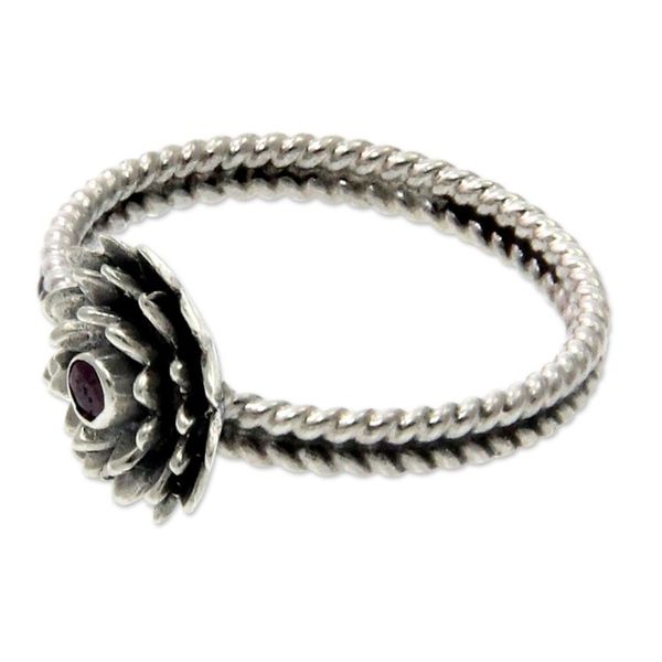 Alternate image for Hand Made Floral Sterling Silver and Ruby Ring July Water Lily