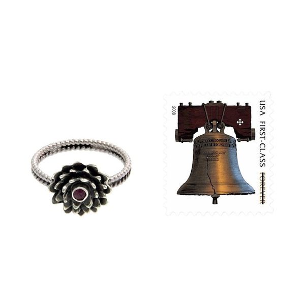 Alternate image for Hand Made Floral Sterling Silver and Ruby Ring July Water Lily