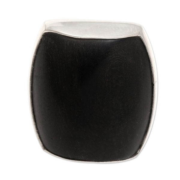 Alternate image for Wood and Silver Cocktail Ring Earths Wisdom