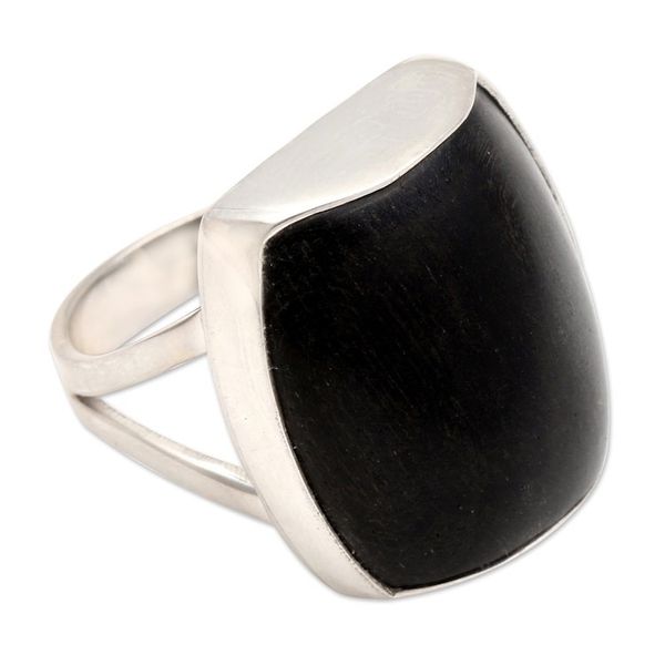 Alternate image for Wood and Silver Cocktail Ring Earths Wisdom