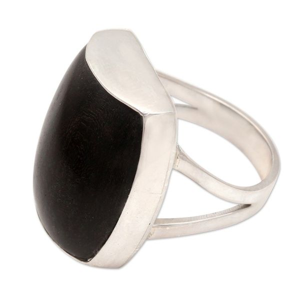 Alternate image for Wood and Silver Cocktail Ring Earths Wisdom