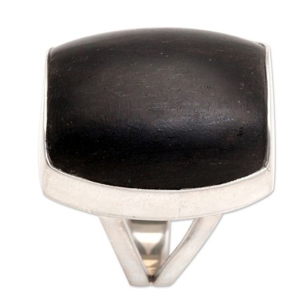 Alternate image for Wood and Silver Cocktail Ring Earths Wisdom
