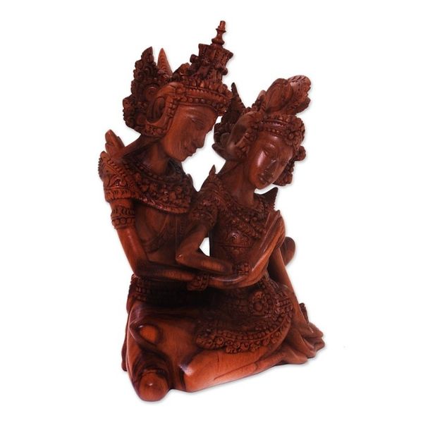 Alternate image for Hindu Love Story Wood Sculpture of Rama and Sita Hindu Love Story