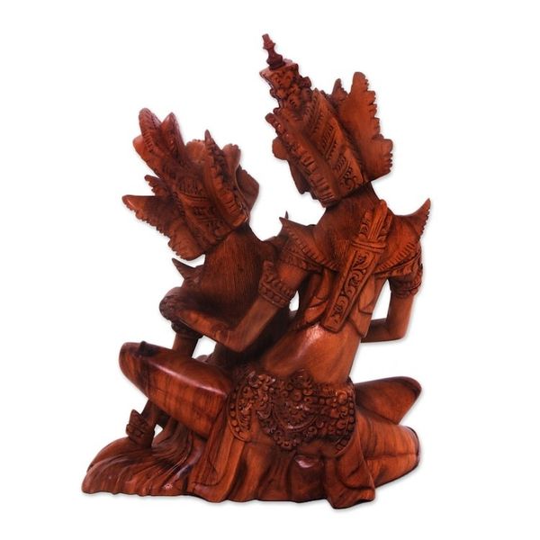 Alternate image for Hindu Love Story Wood Sculpture of Rama and Sita Hindu Love Story