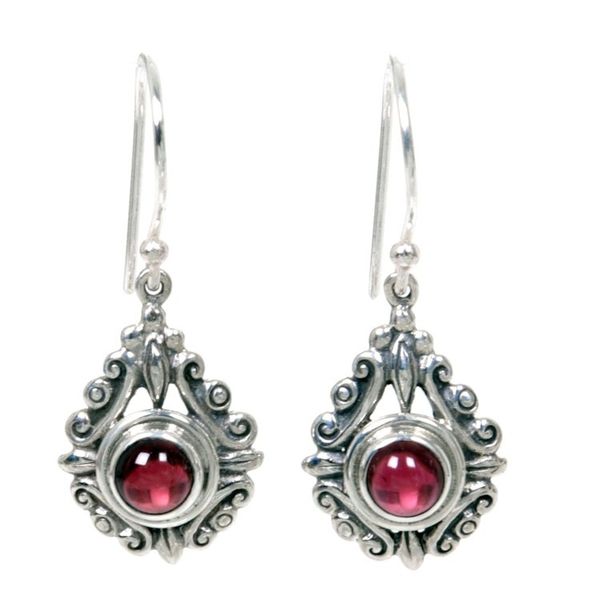 Alternate image for Sterling Silver Garnet Dangle Earrings Heart of Peace