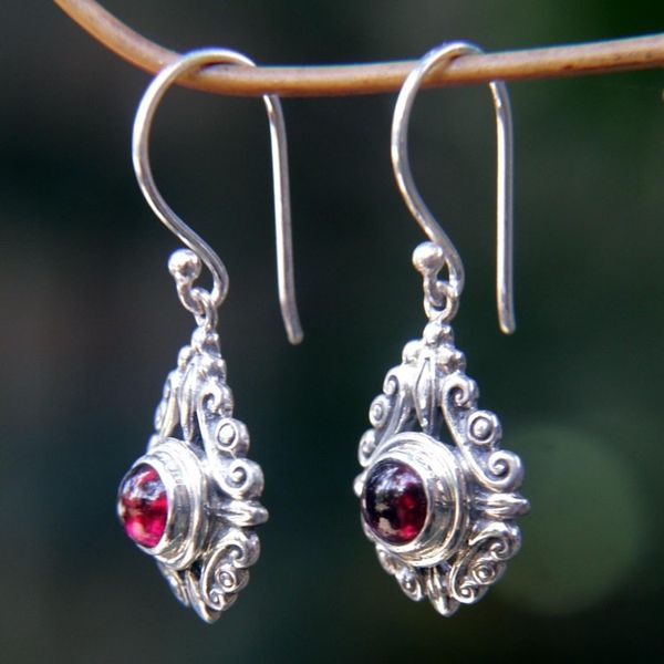 Alternate image for Sterling Silver Garnet Dangle Earrings Heart of Peace