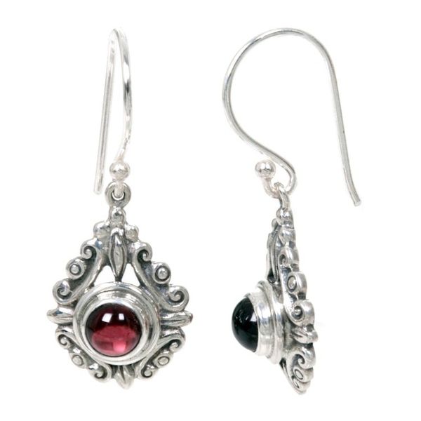 Alternate image for Sterling Silver Garnet Dangle Earrings Heart of Peace