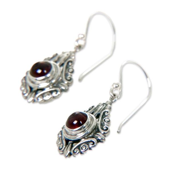 Alternate image for Sterling Silver Garnet Dangle Earrings Heart of Peace