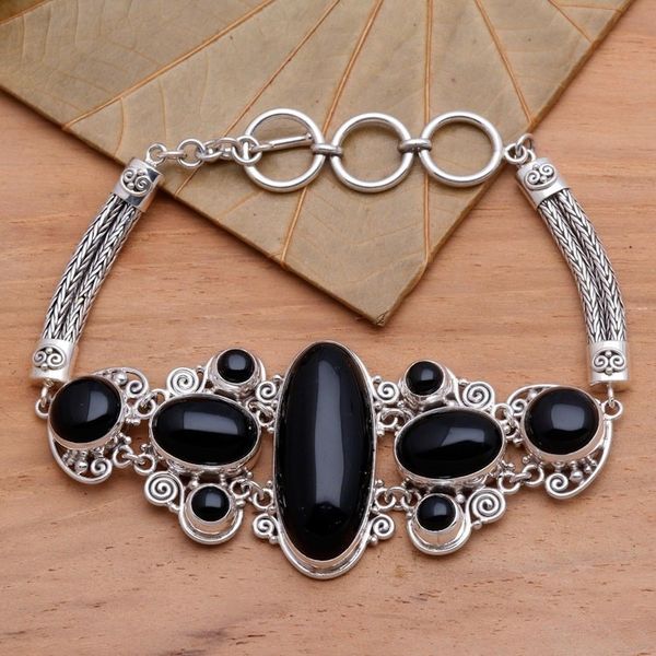 Alternate image for Sterling Silver and Onyx Bracelet from Indonesia A Night to Remember