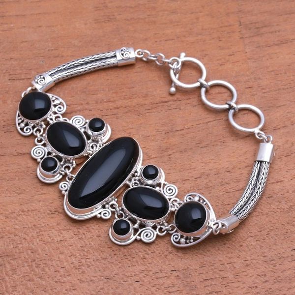 Alternate image for Sterling Silver and Onyx Bracelet from Indonesia A Night to Remember
