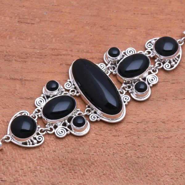 Alternate image for Sterling Silver and Onyx Bracelet from Indonesia A Night to Remember