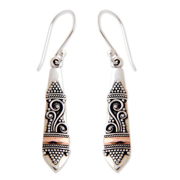 Alternate image for Sterling Silver and Gold Accent Dangle Earrings Seminyak Ferns