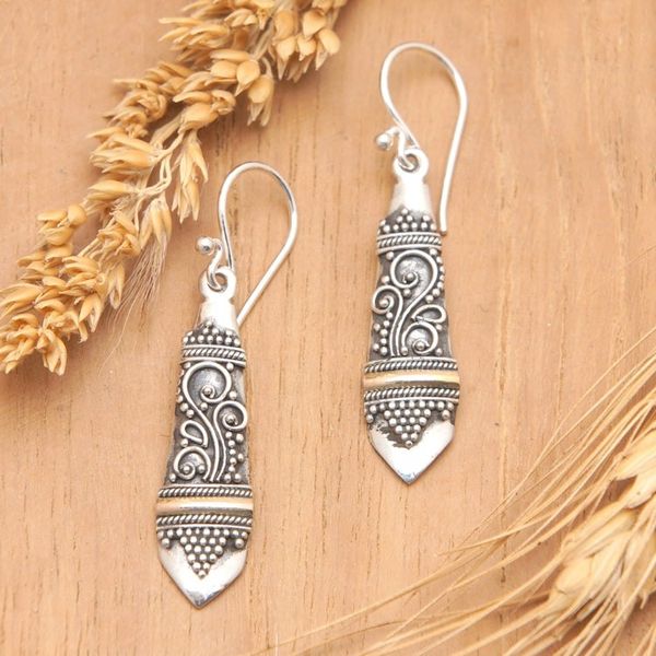 Alternate image for Sterling Silver and Gold Accent Dangle Earrings Seminyak Ferns