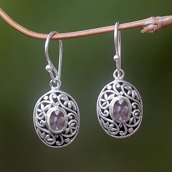 Alternate image for Sterling Silver Amethyst Dangle Earrings Wild Beauty
