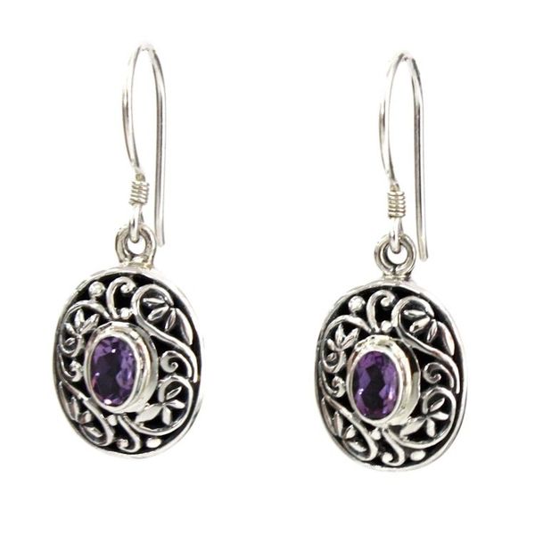 Alternate image for Sterling Silver Amethyst Dangle Earrings Wild Beauty