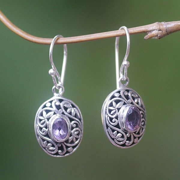 Alternate image for Sterling Silver Amethyst Dangle Earrings Wild Beauty