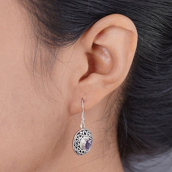 Alternate image for Sterling Silver Amethyst Dangle Earrings Wild Beauty