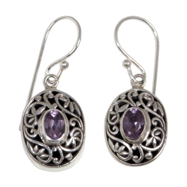 Alternate image for Sterling Silver Amethyst Dangle Earrings Wild Beauty