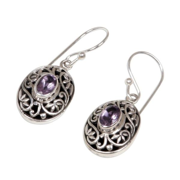 Alternate image for Sterling Silver Amethyst Dangle Earrings Wild Beauty